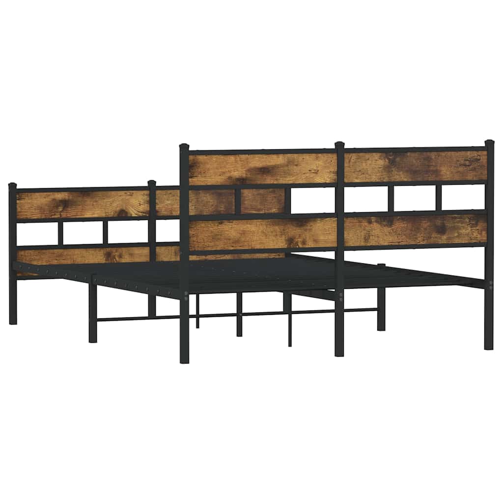 Cadre de lit en métal sans matelas chêne fumé 135x190 cm - XIOS