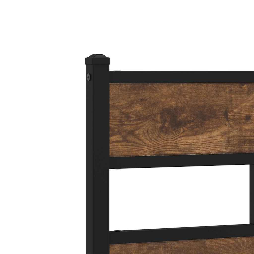 Cadre de lit en métal sans matelas chêne fumé 135x190 cm - XIOS