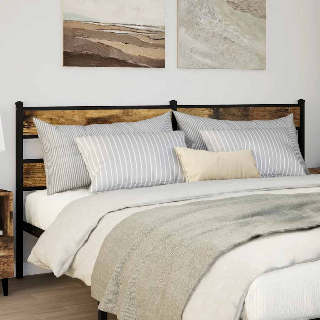 Tête de lit de remplacement chêne fumé 193 cm fer et bois d'ingénierie - XIOS