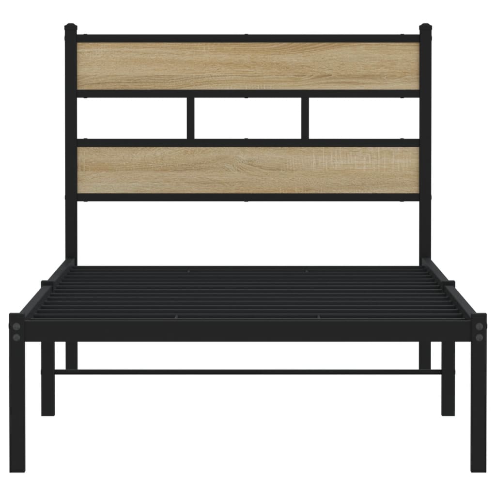 Cadre de lit en métal sans matelas chêne sonoma 75x190 cm - XIOS
