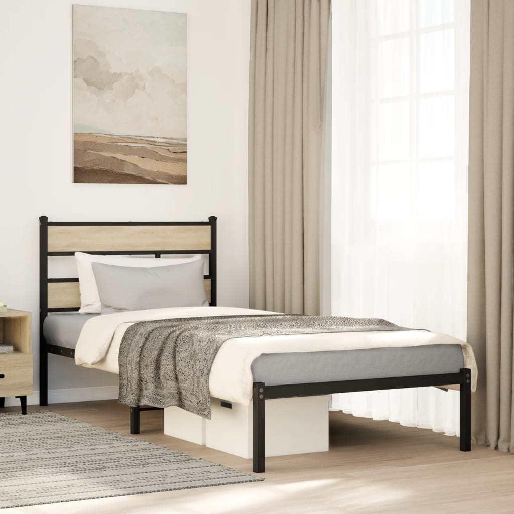 Cadre de lit en métal sans matelas chêne sonoma 90x200 cm - XIOS