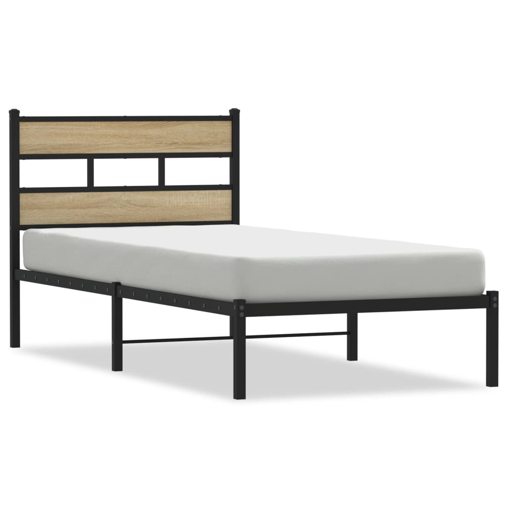 Cadre de lit en métal sans matelas chêne sonoma 100x190 cm - XIOS