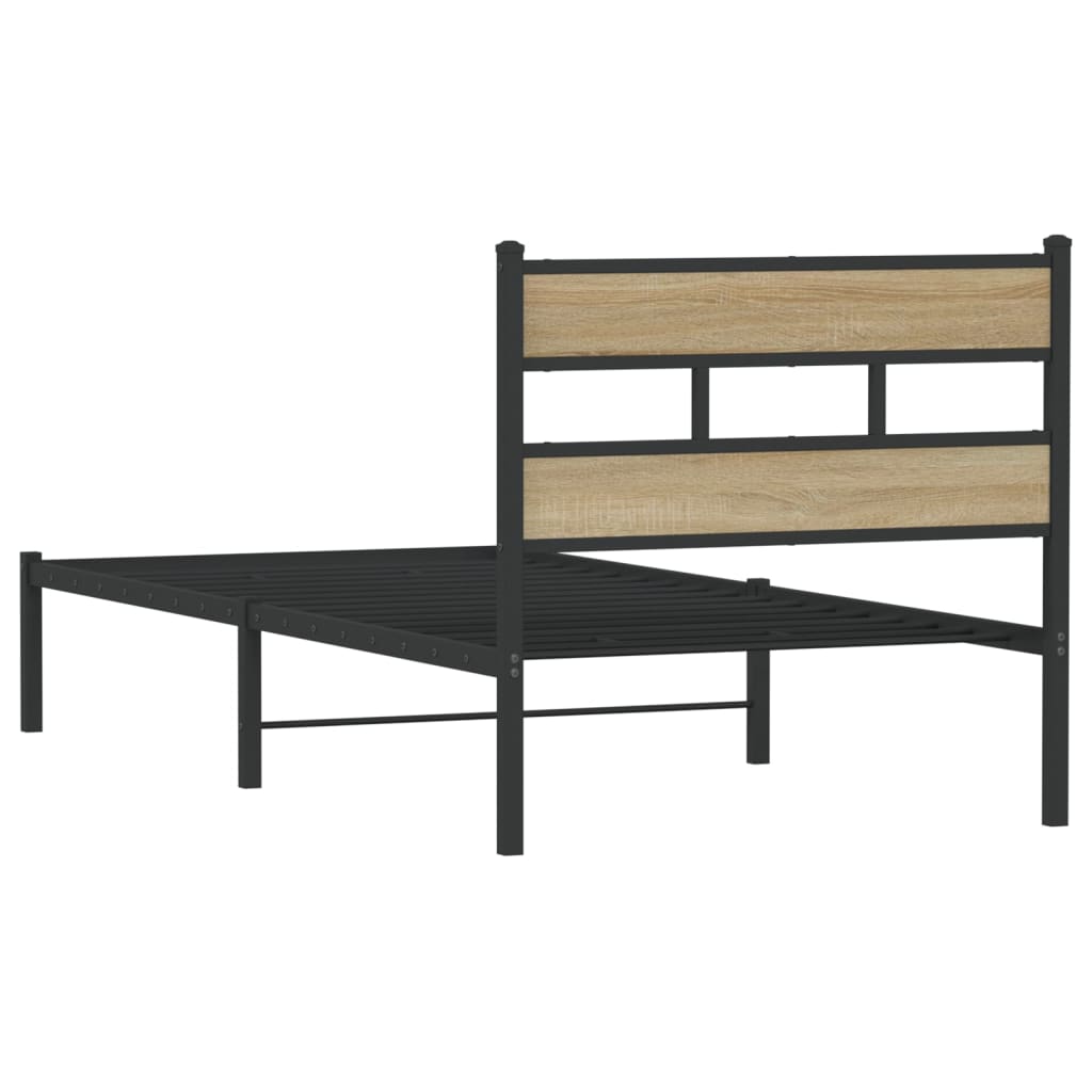 Cadre de lit en métal sans matelas chêne sonoma 100x190 cm - XIOS