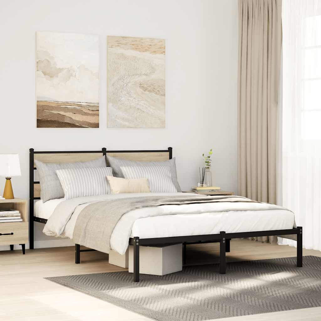 Cadre de lit en métal sans matelas chêne sonoma 140x190 cm - XIOS