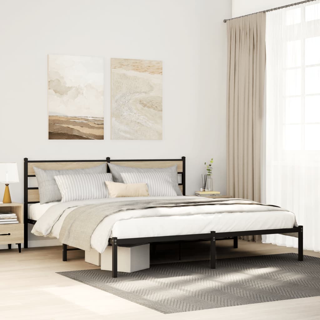 Cadre de lit en métal sans matelas chêne sonoma 183x213 cm - XIOS