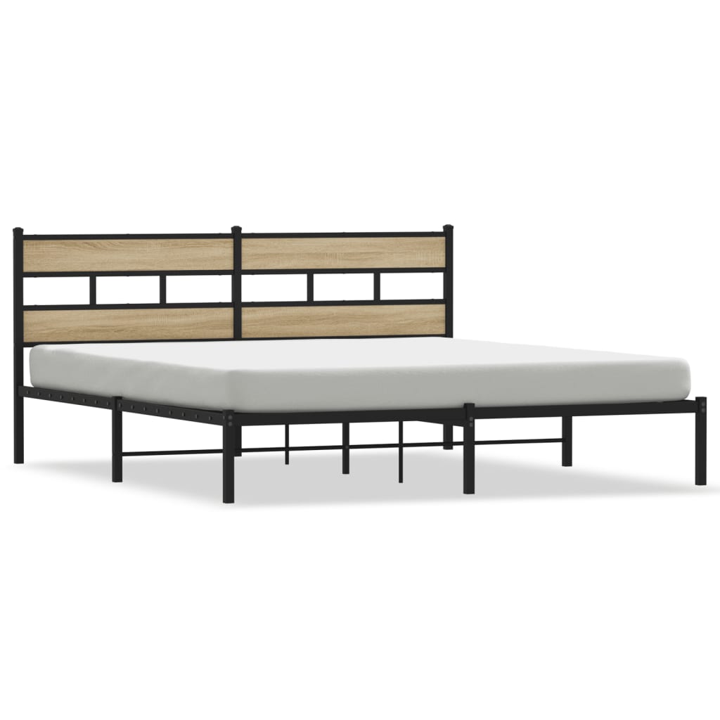 Cadre de lit en métal sans matelas chêne sonoma 193x203 cm - XIOS