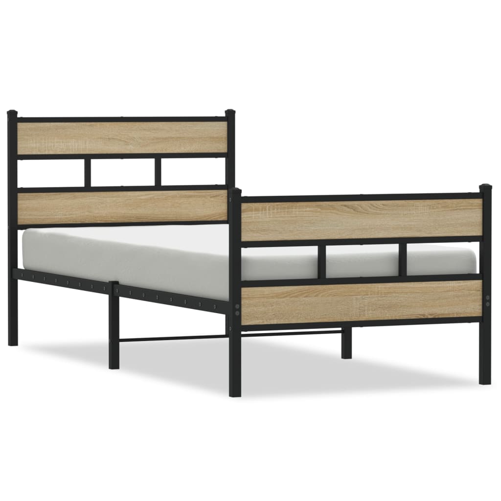 Cadre de lit en métal sans matelas chêne sonoma 90x200 cm - XIOS