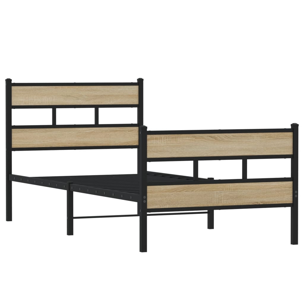Cadre de lit en métal sans matelas chêne sonoma 107x203 cm - XIOS