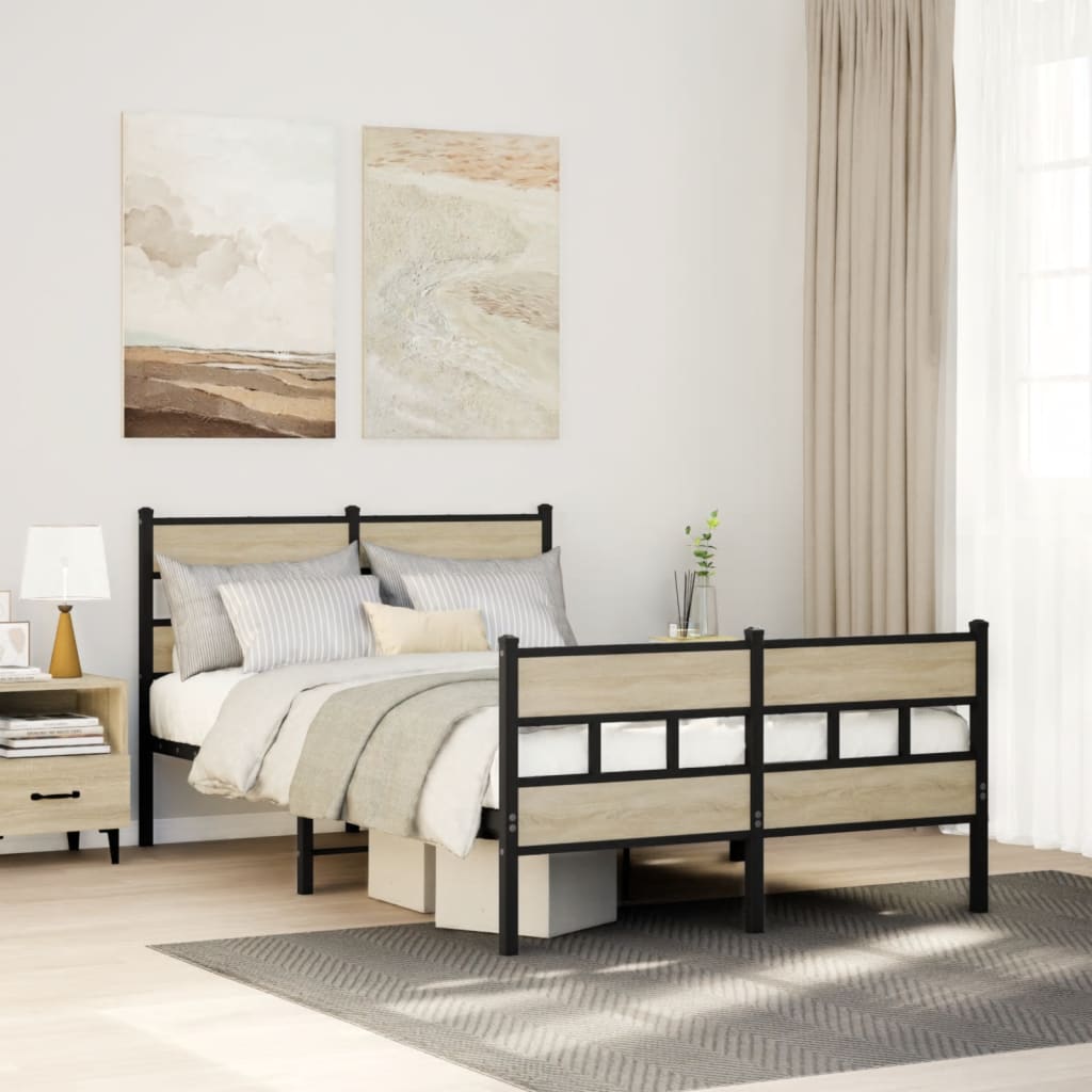 Cadre de lit en métal sans matelas chêne sonoma 120x200 cm - XIOS