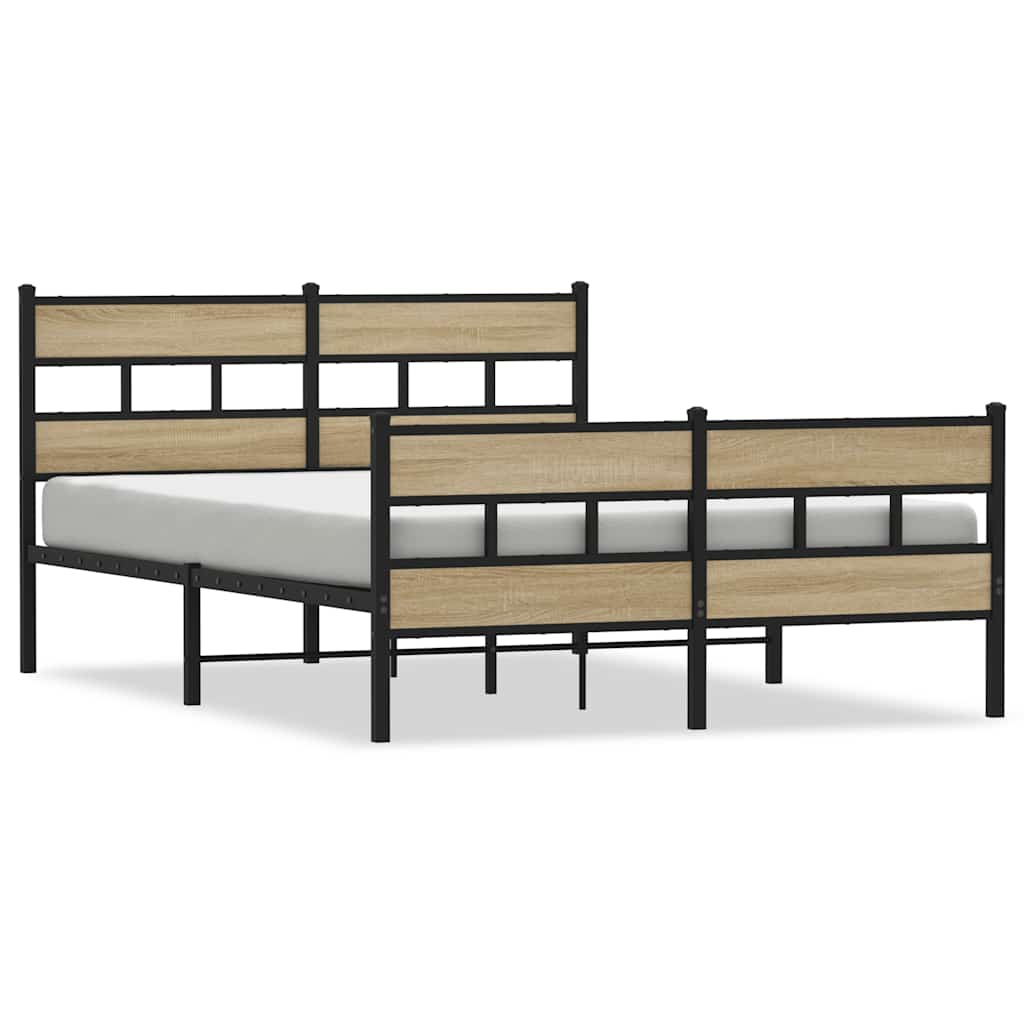 Cadre de lit en métal sans matelas chêne sonoma 135x190 cm - XIOS