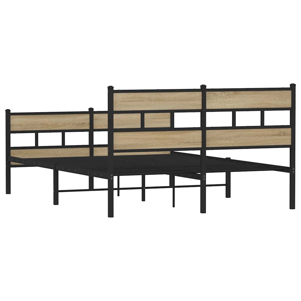 Cadre de lit en métal sans matelas chêne sonoma 135x190 cm - XIOS