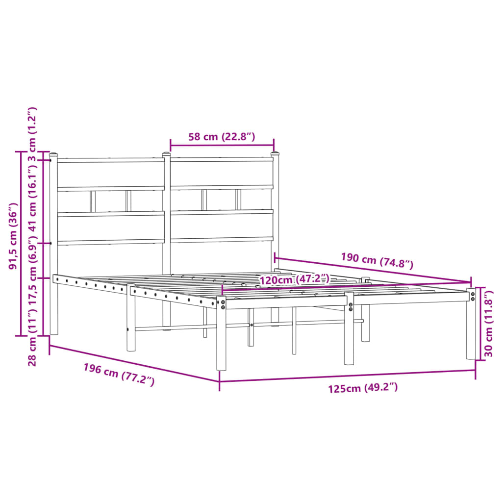 Cadre de lit sans matelas avec tête de lit 120x190 cm - XIOS