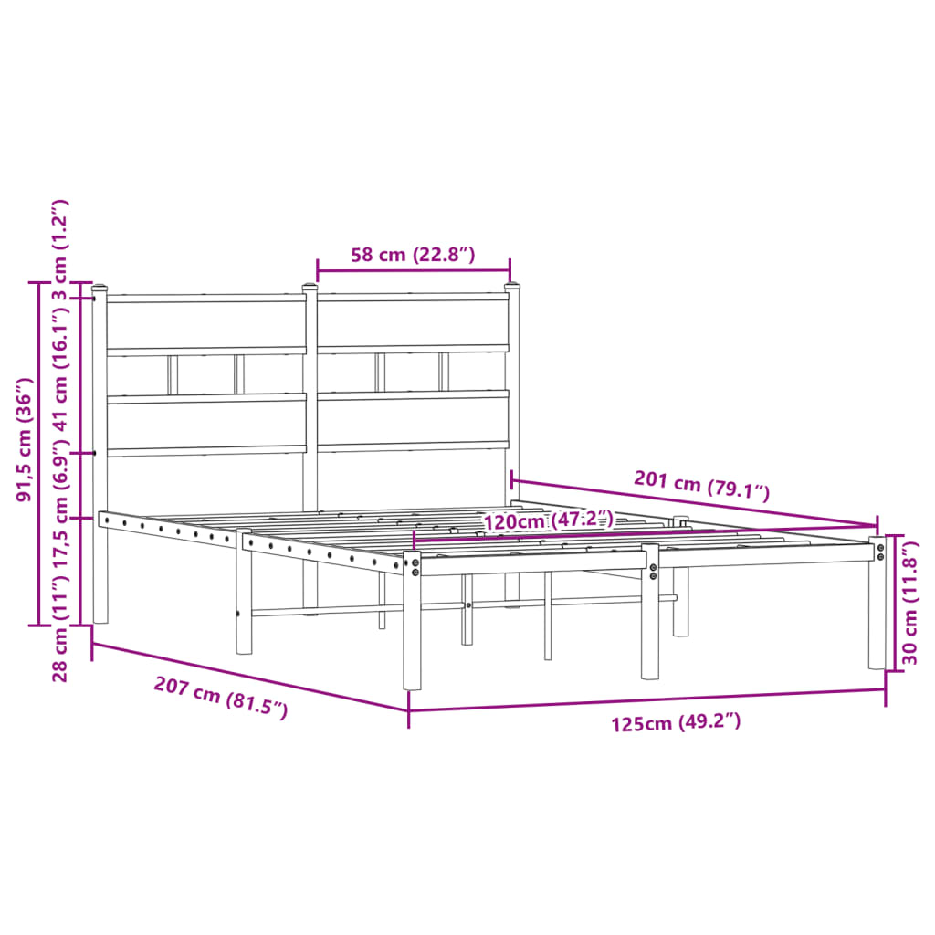 Cadre de lit sans matelas avec tête de lit 120x200 cm - XIOS