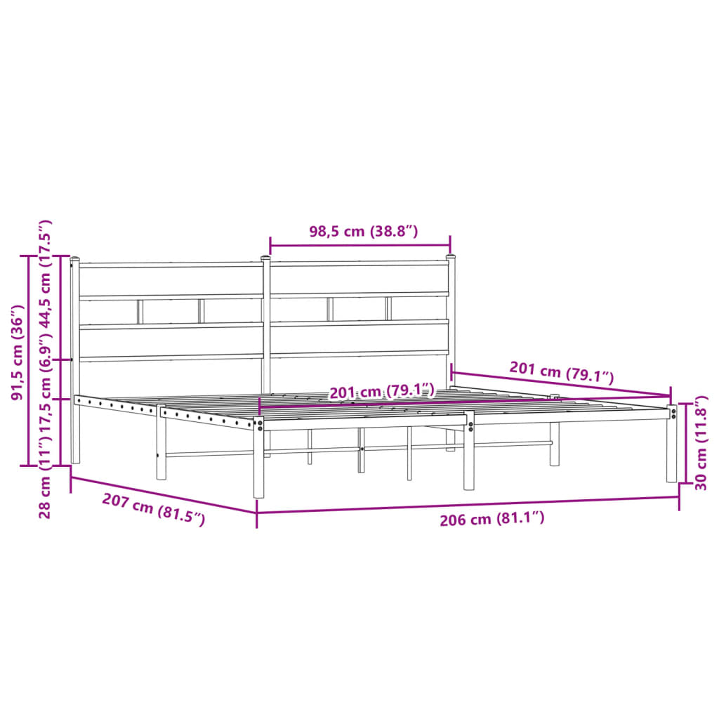 Cadre de lit sans matelas avec tête de lit 200x200 cm - XIOS