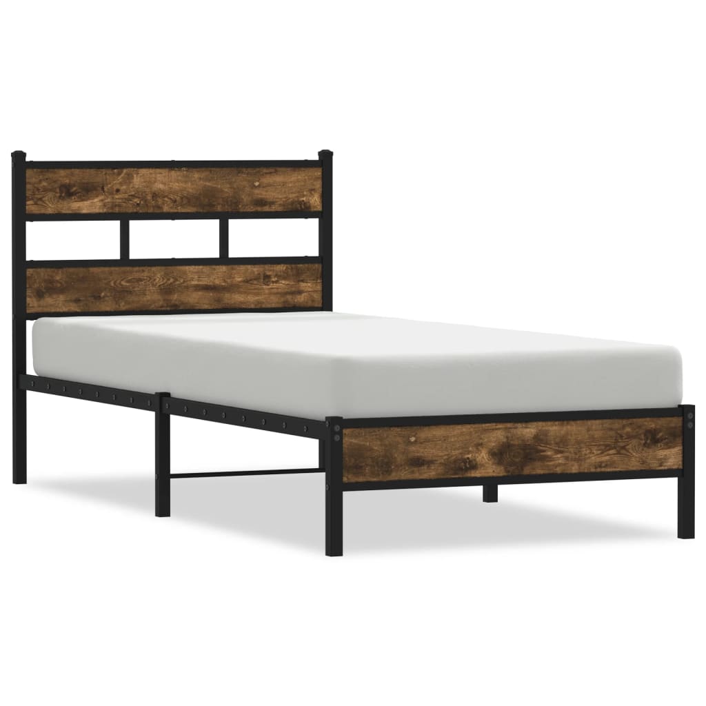 Cadre de lit sans matelas avec tête de lit chêne fumé 75x190 cm - XIOS