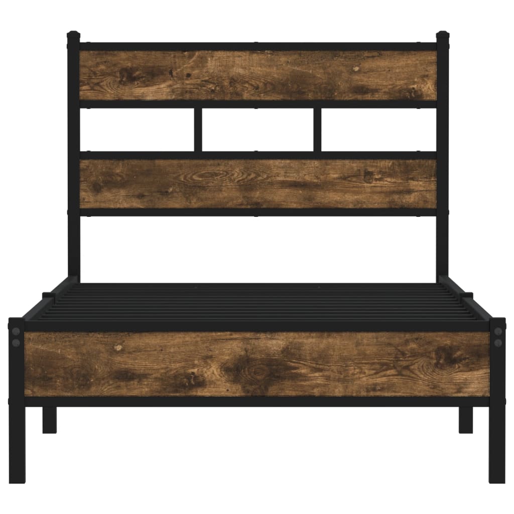 Cadre de lit sans matelas avec tête de lit chêne fumé 90x190 cm - XIOS