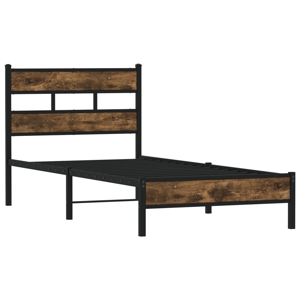 Cadre de lit sans matelas avec tête de lit chêne fumé 100x200cm - XIOS