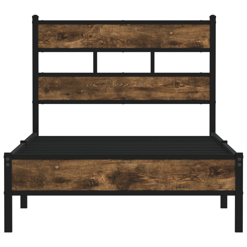 Cadre de lit sans matelas avec tête de lit chêne fumé 100x200cm - XIOS