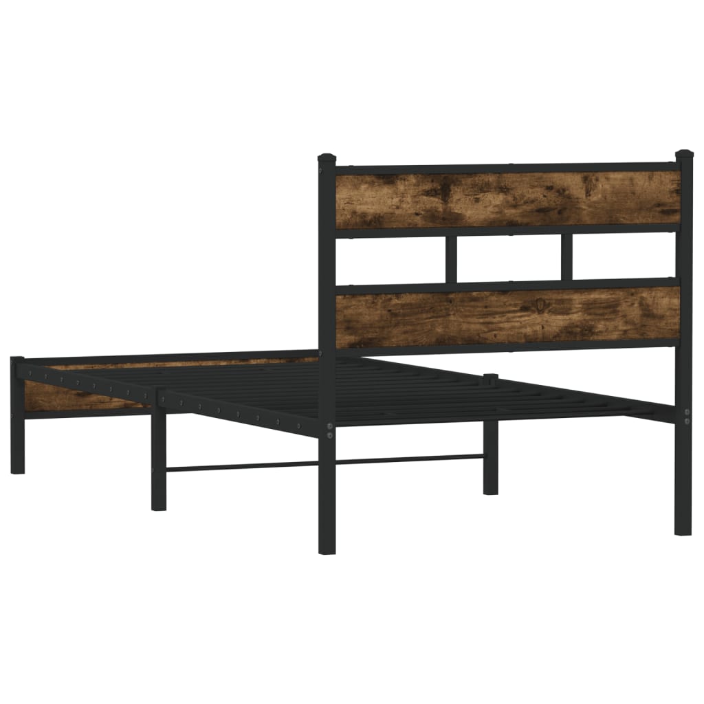 Cadre de lit sans matelas avec tête de lit chêne fumé 100x200cm - XIOS