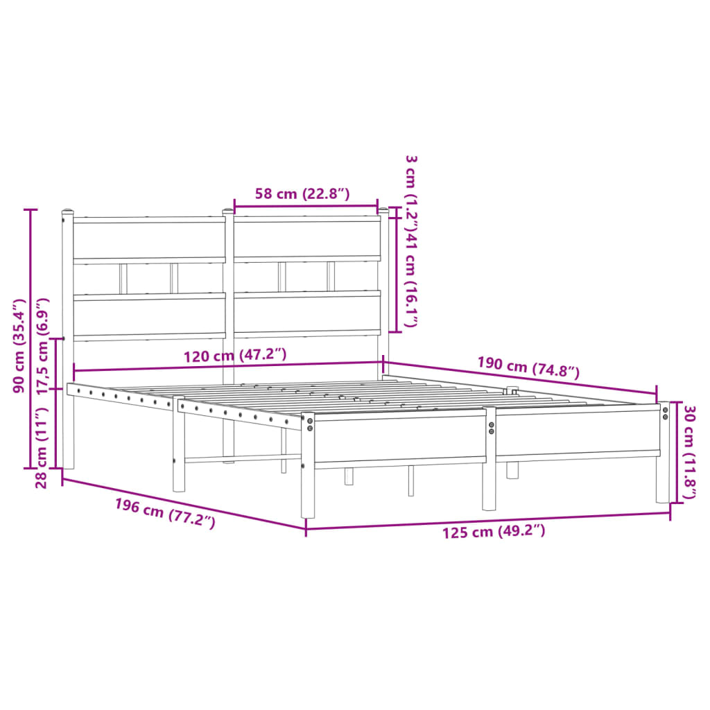 Cadre de lit sans matelas avec tête de lit 120x190 cm - XIOS