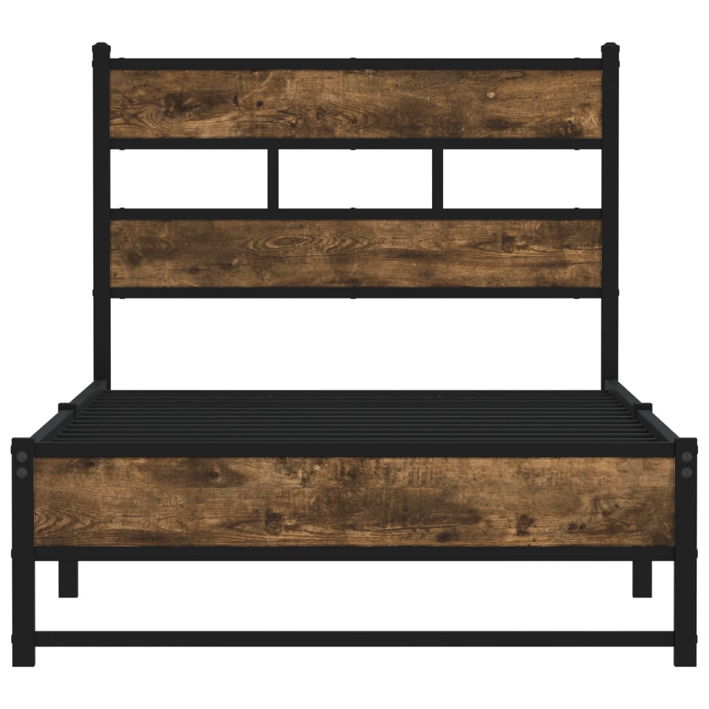 Cadre de lit en métal sans matelas chêne fumé 90x200 cm - XIOS