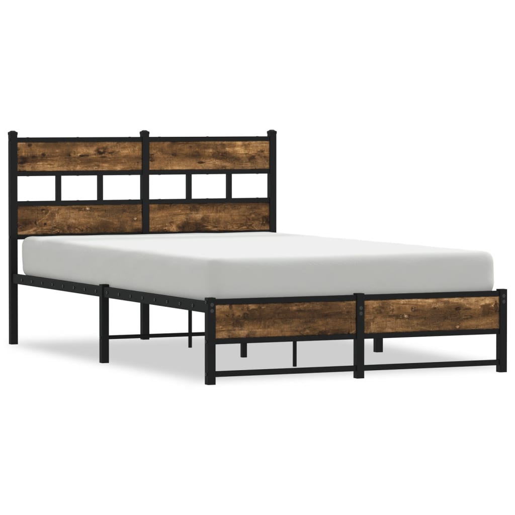 Cadre de lit en métal sans matelas chêne fumé 120x190 cm - XIOS
