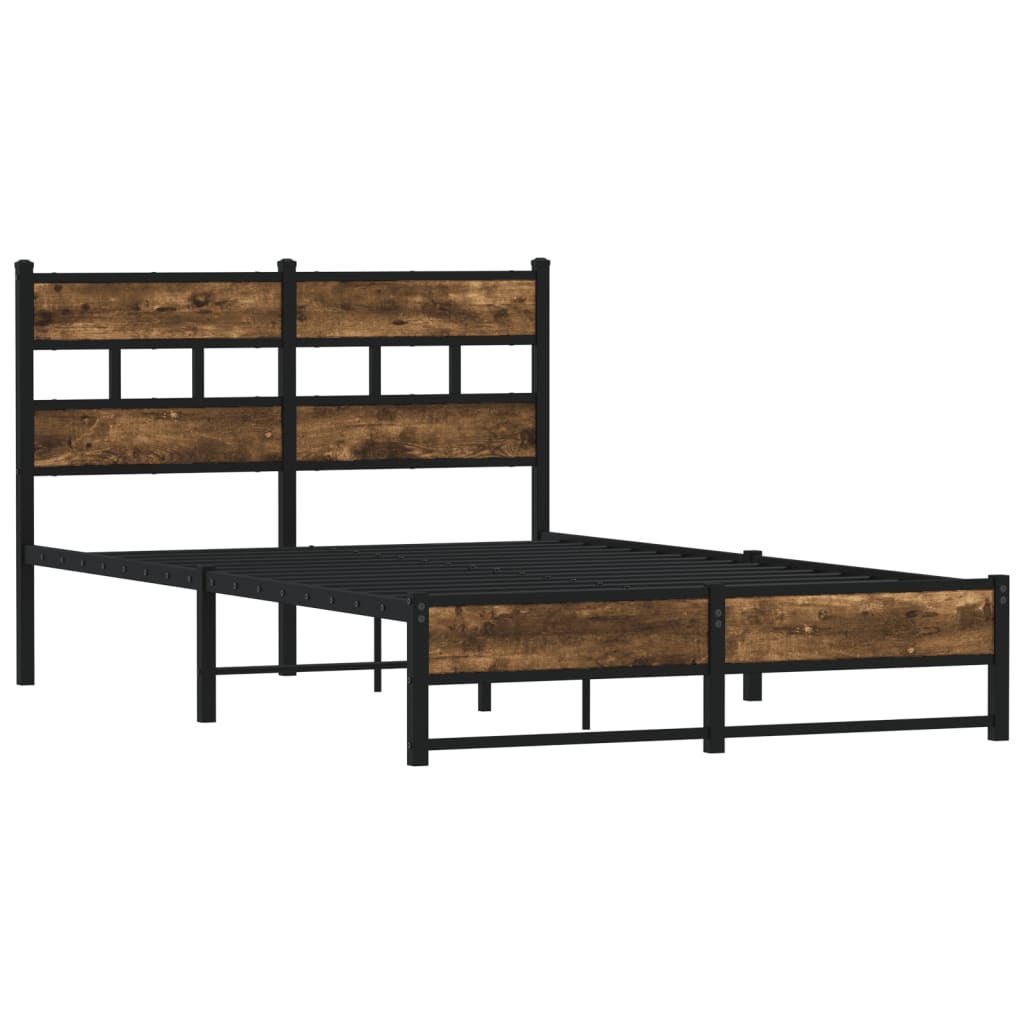 Cadre de lit en métal sans matelas chêne fumé 120x200 cm - XIOS