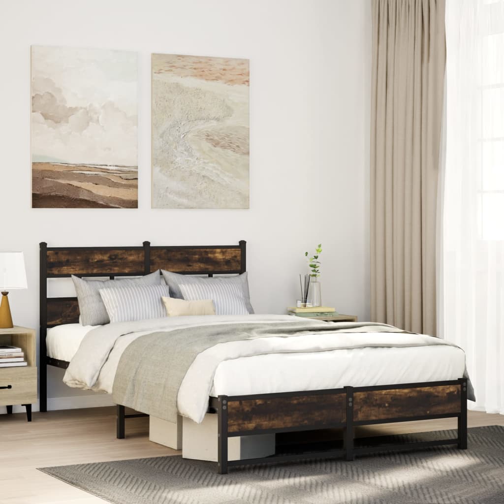 Cadre de lit en métal sans matelas chêne fumé 120x200 cm - XIOS