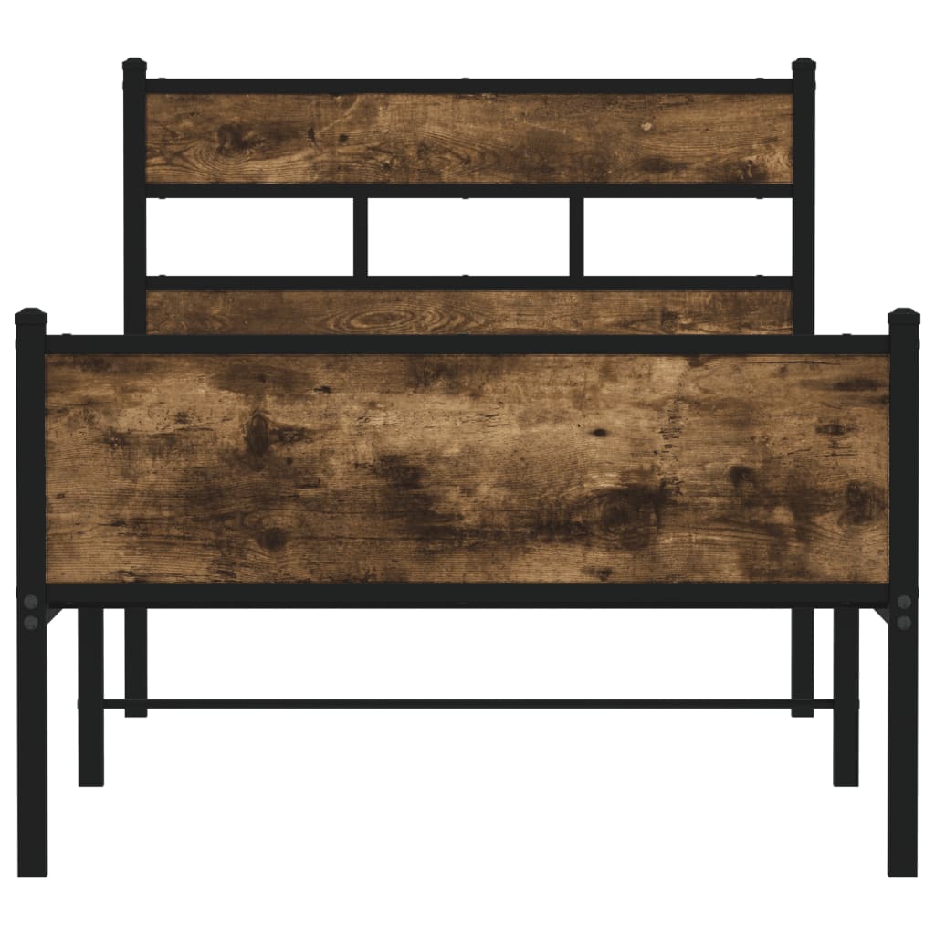 Cadre de lit sans matelas chêne fumé 75x190cm bois d'ingénierie - XIOS