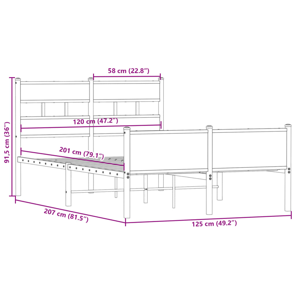 Cadre de lit sans matelas chêne fumé 120x200 cm bois ingénierie - XIOS