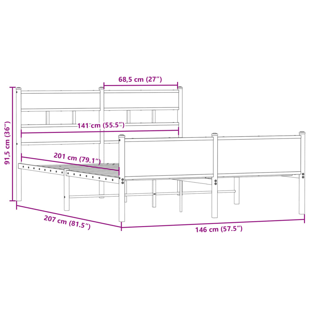 Cadre de lit sans matelas chêne fumé 140x200 cm bois ingénierie - XIOS