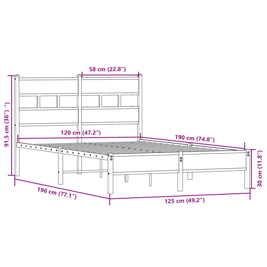 Cadre de lit sans matelas chêne sonoma 120x190 cm - XIOS