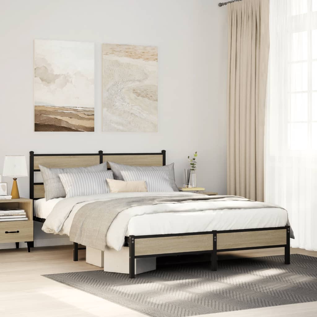 Cadre de lit sans matelas chêne sonoma 137x190 cm - XIOS
