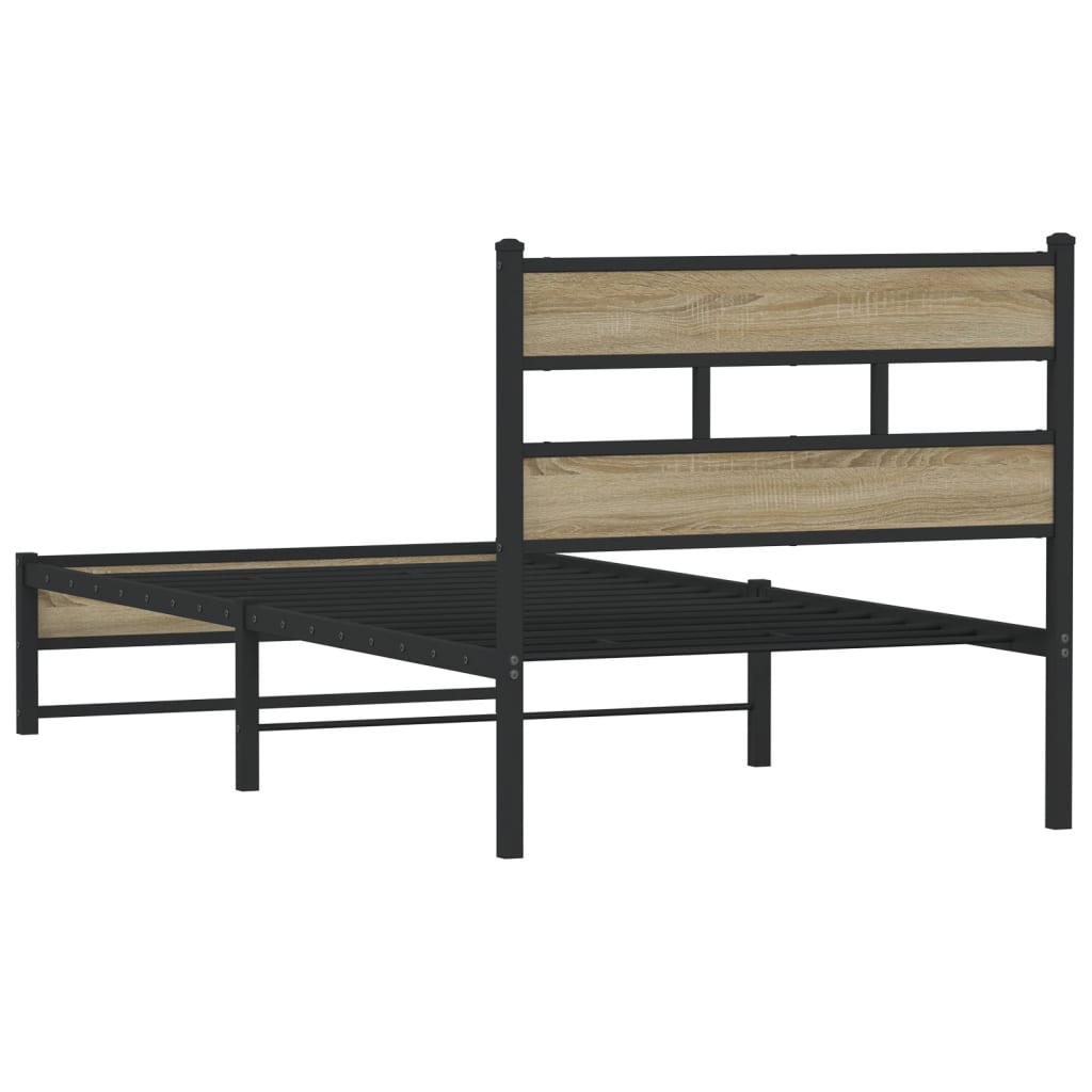 Cadre de lit en métal sans matelas chêne sonoma 75x190 cm - XIOS