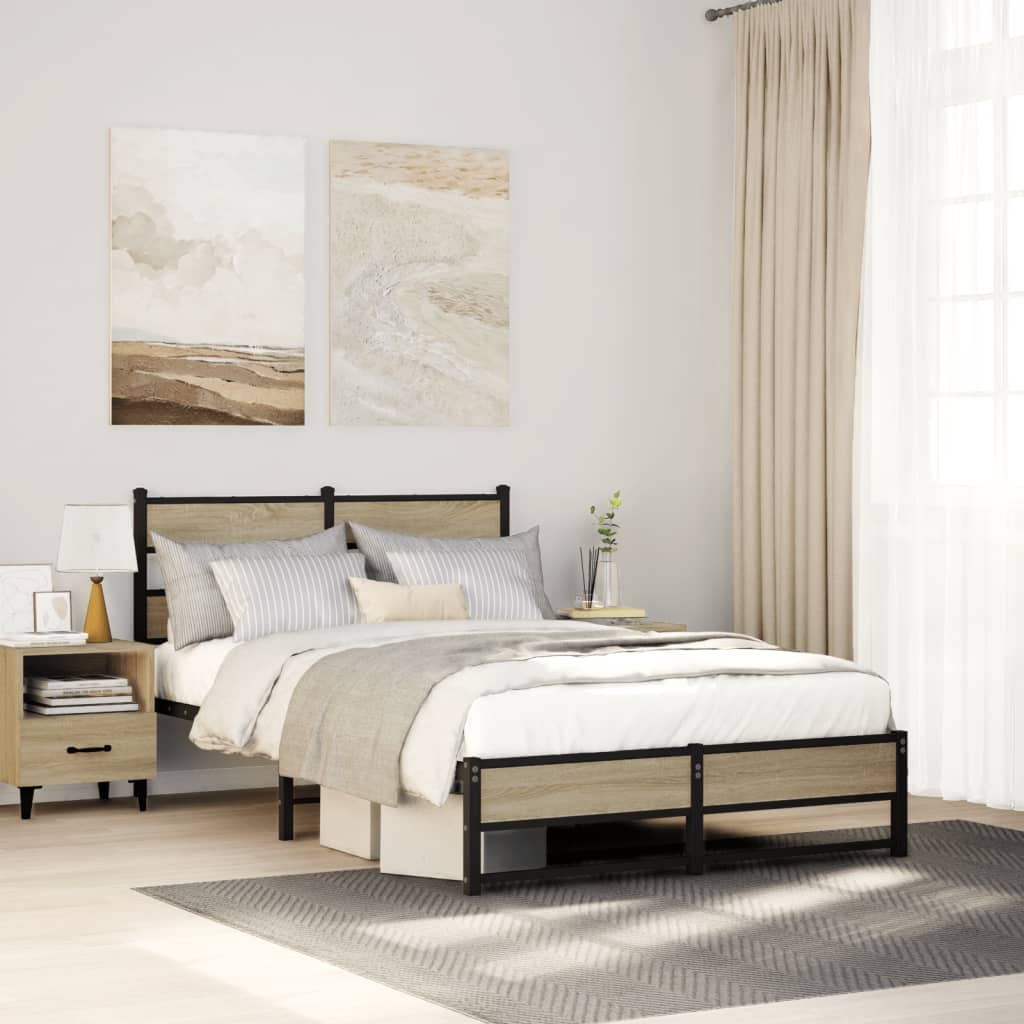 Cadre de lit en métal sans matelas chêne sonoma 120x200 cm - XIOS