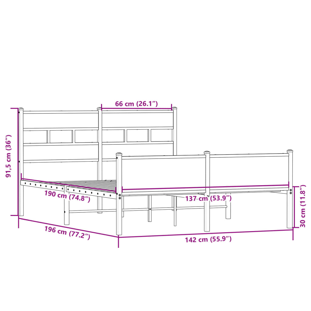 Cadre de lit sans matelas chêne sonoma 137x190 cm - XIOS
