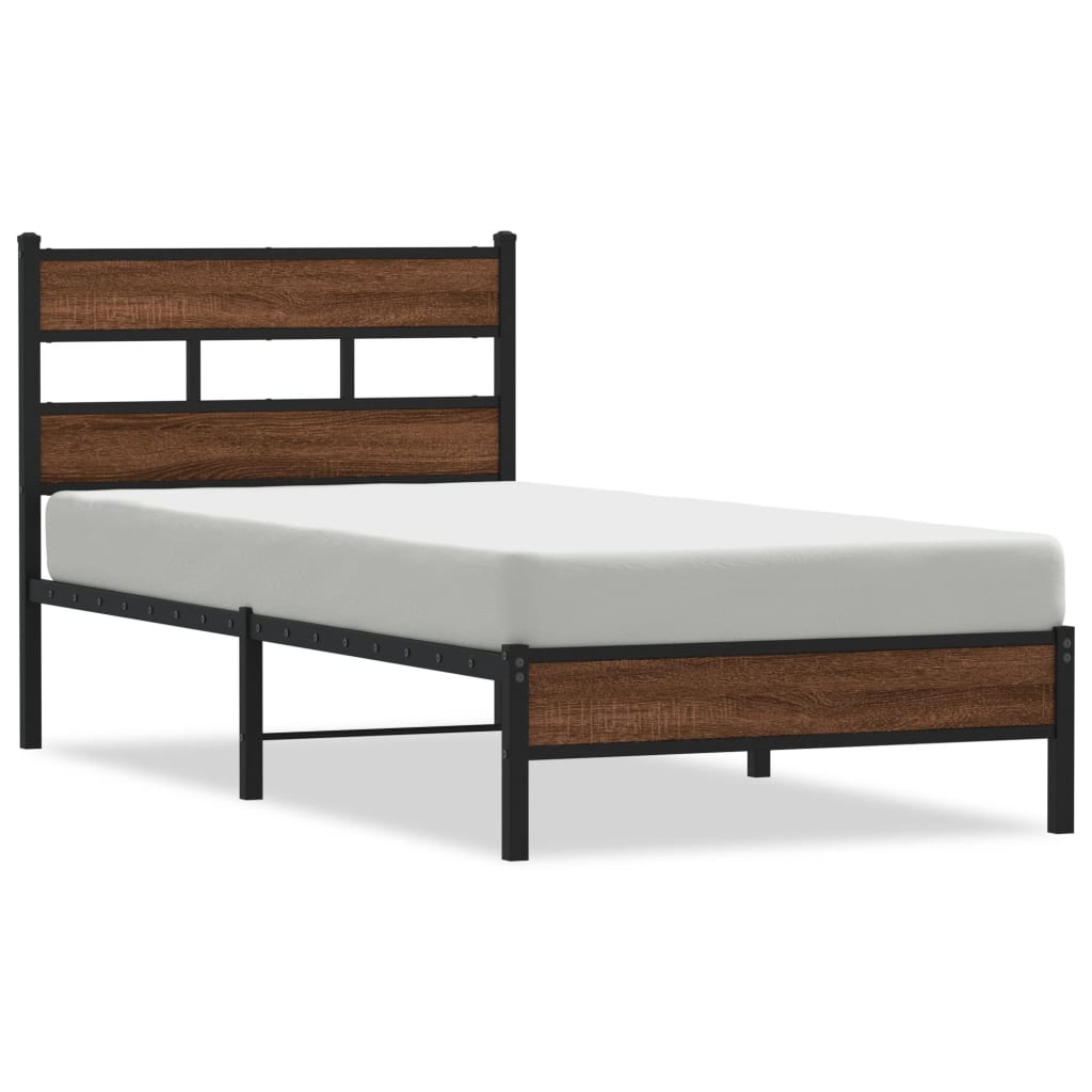 Cadre de lit sans matelas chêne marron 90x200cm bois ingénierie - XIOS