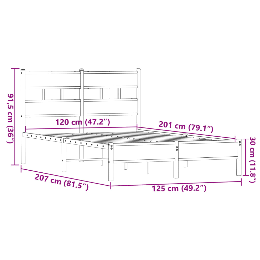 Cadre de lit sans matelas chêne marron 120x200 cm - XIOS