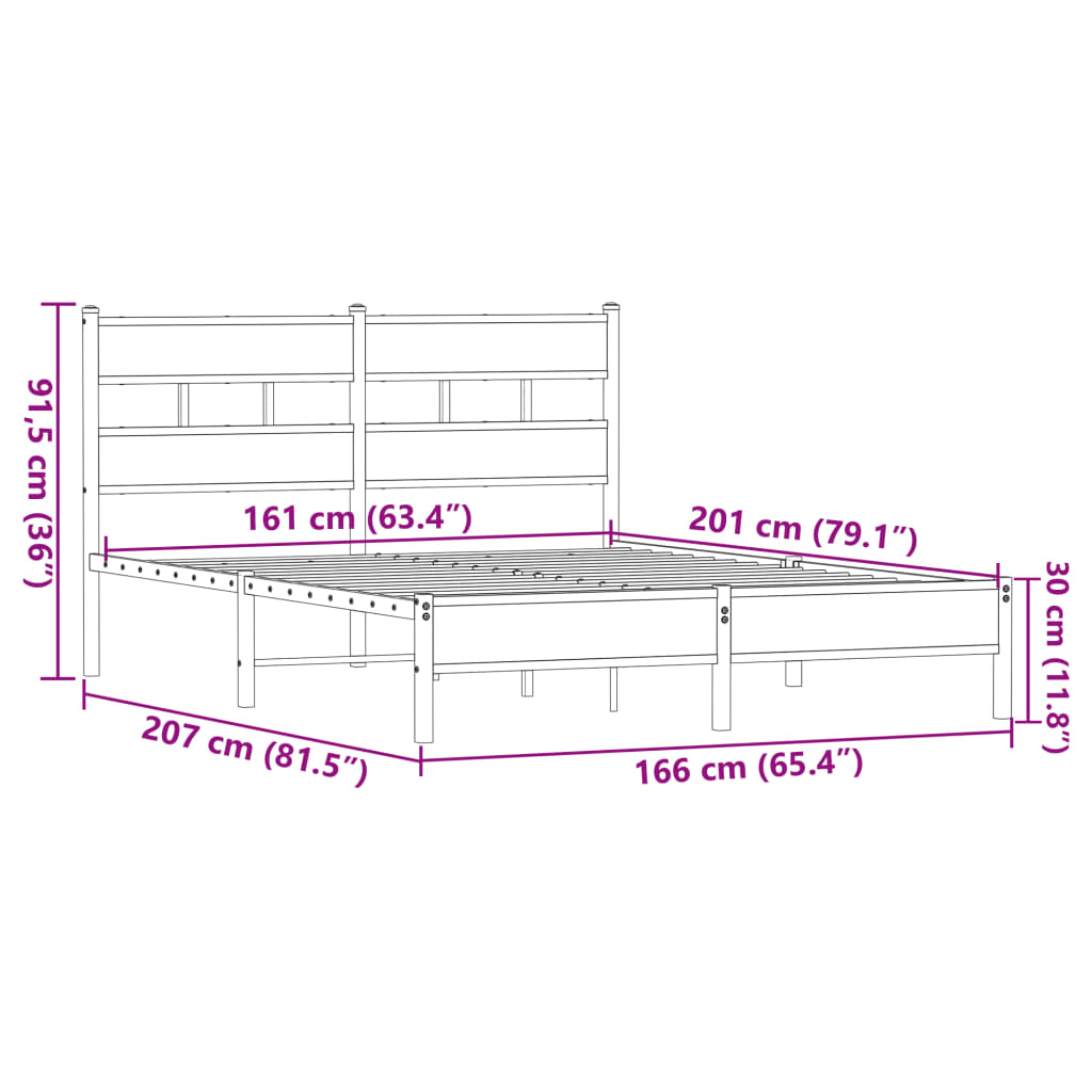 Cadre de lit sans matelas chêne marron 160x200 cm - XIOS