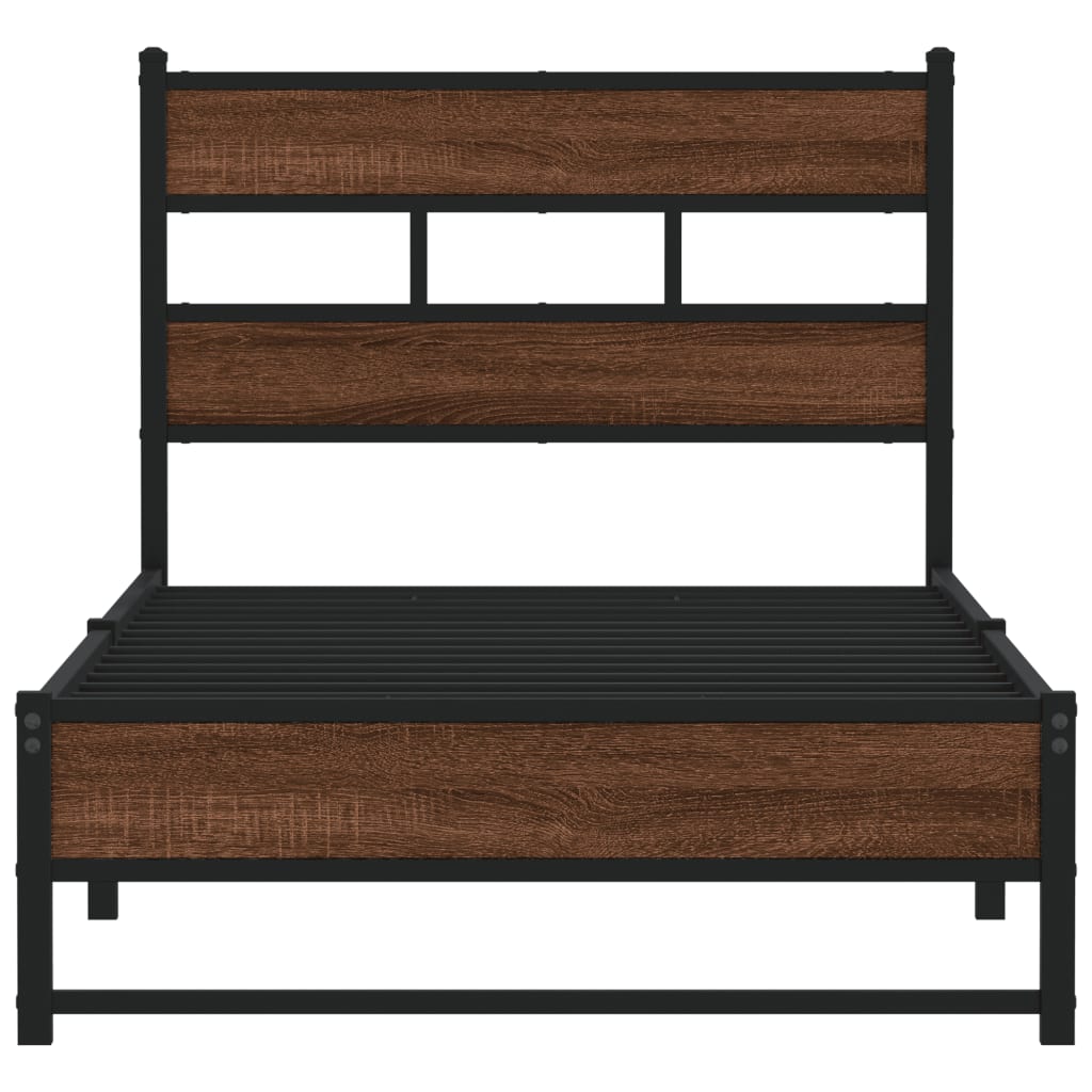 Cadre de lit en métal sans matelas chêne marron 75x190 cm - XIOS
