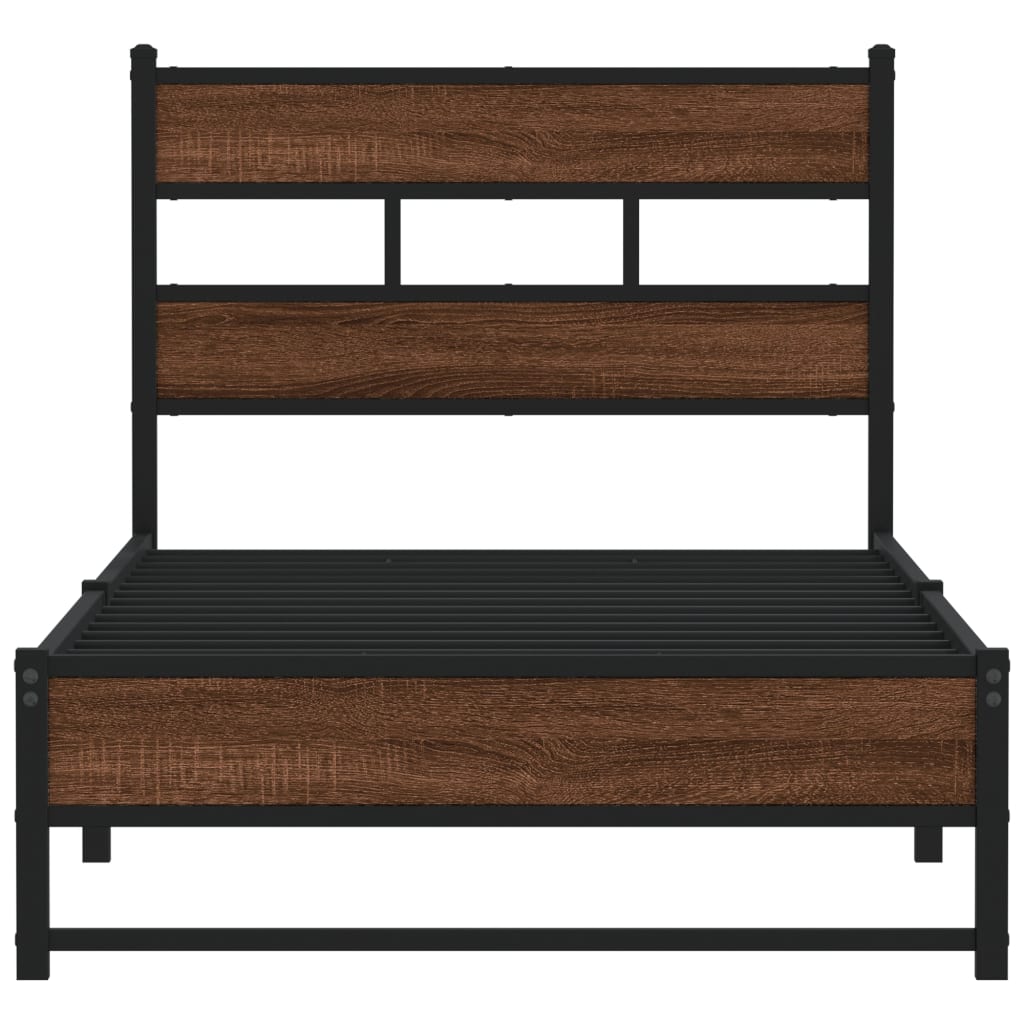Cadre de lit en métal sans matelas chêne marron 90x190 cm - XIOS