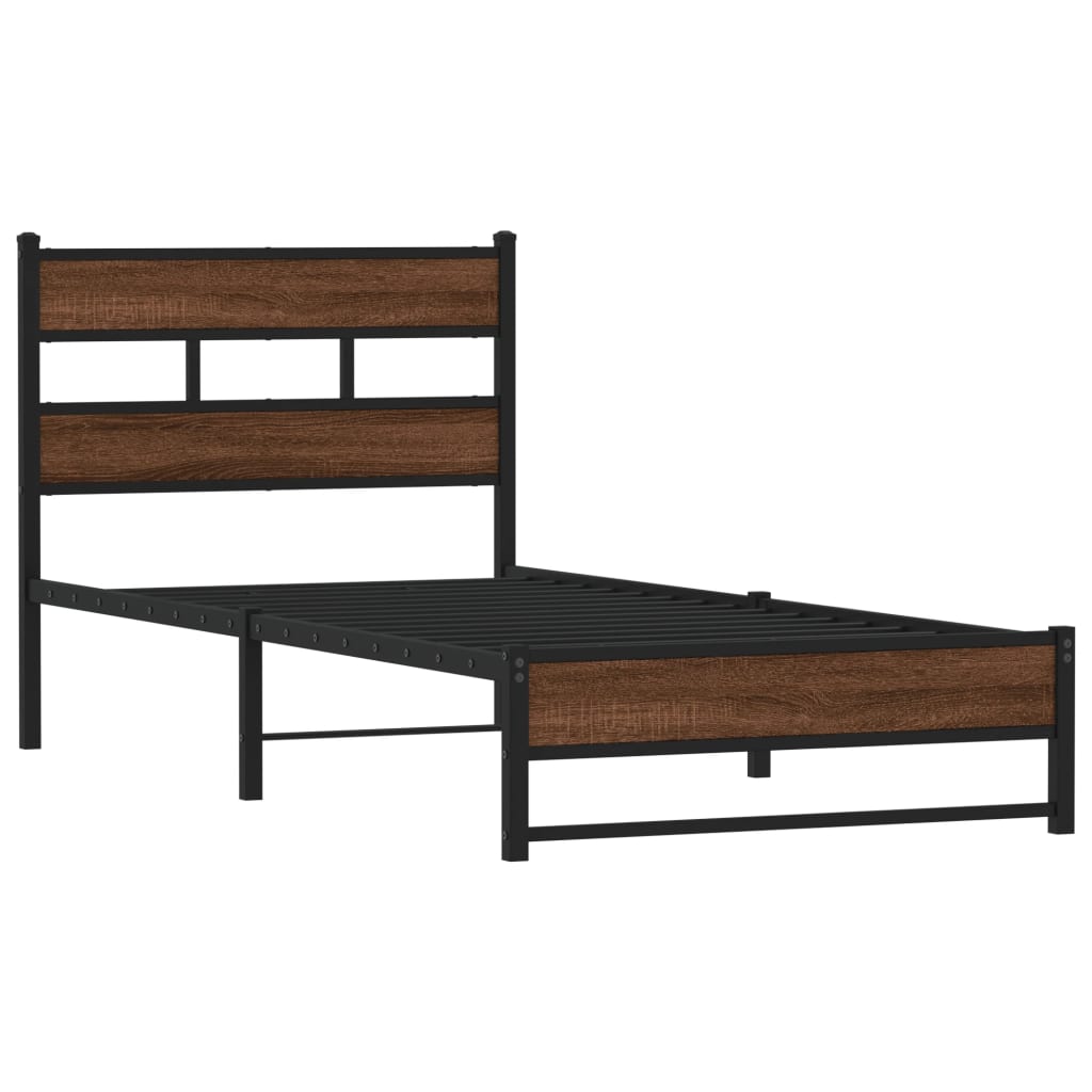 Cadre de lit en métal sans matelas chêne marron 100x190 cm - XIOS