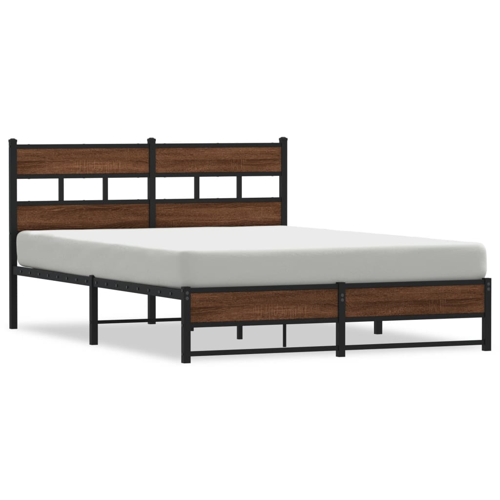 Cadre de lit en métal sans matelas chêne marron 135x190 cm - XIOS