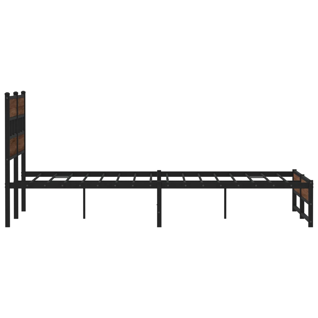 Cadre de lit en métal sans matelas chêne marron 135x190 cm - XIOS