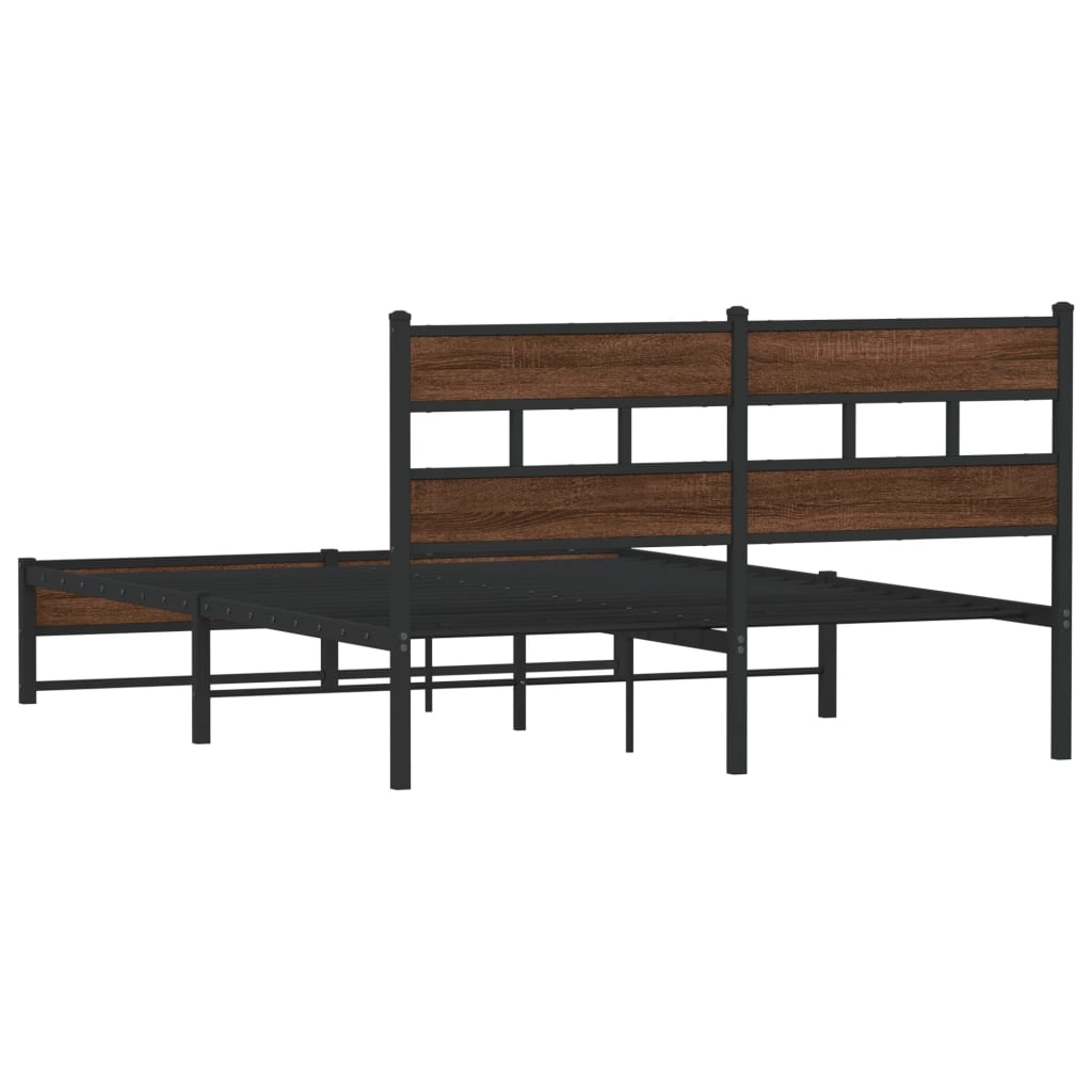 Cadre de lit en métal sans matelas chêne marron 150x200 cm - XIOS