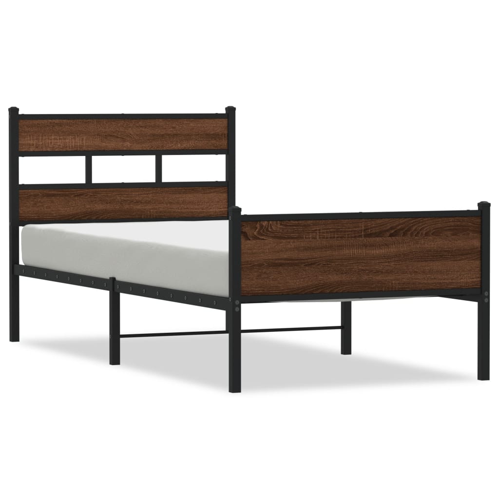 Cadre de lit sans matelas chêne marron 90x200cm bois ingénierie - XIOS