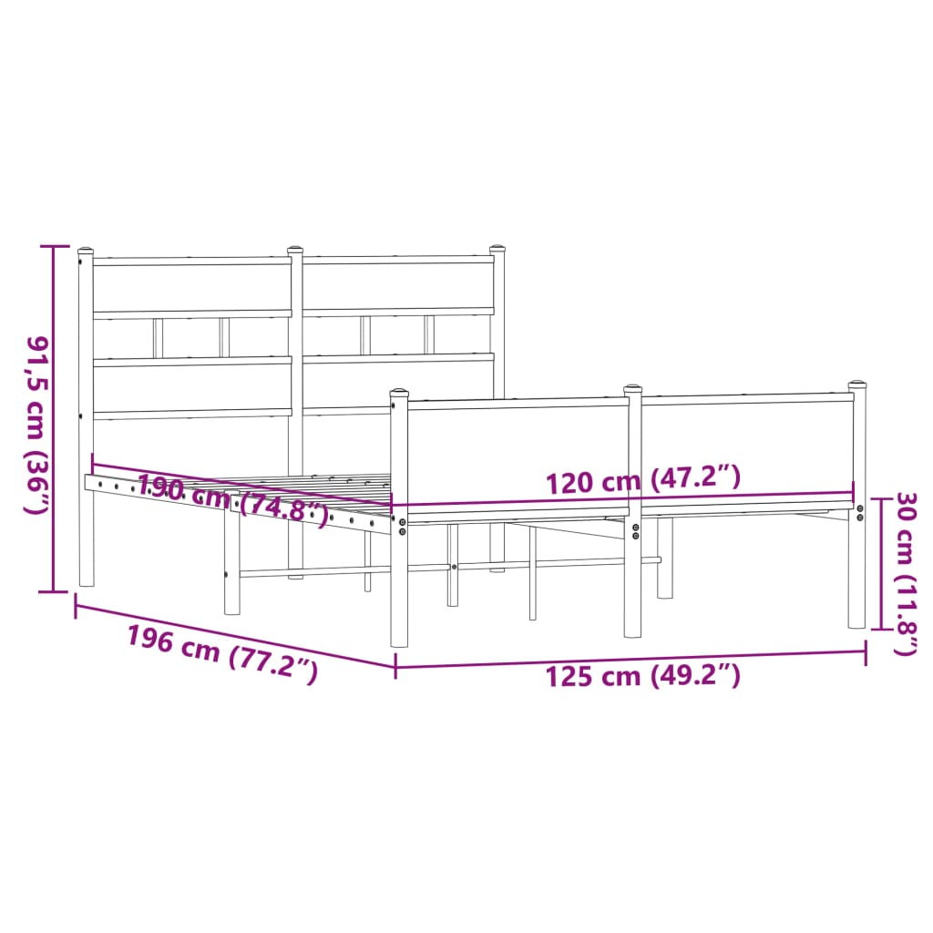 Cadre de lit sans matelas chêne marron 120x190 cm - XIOS