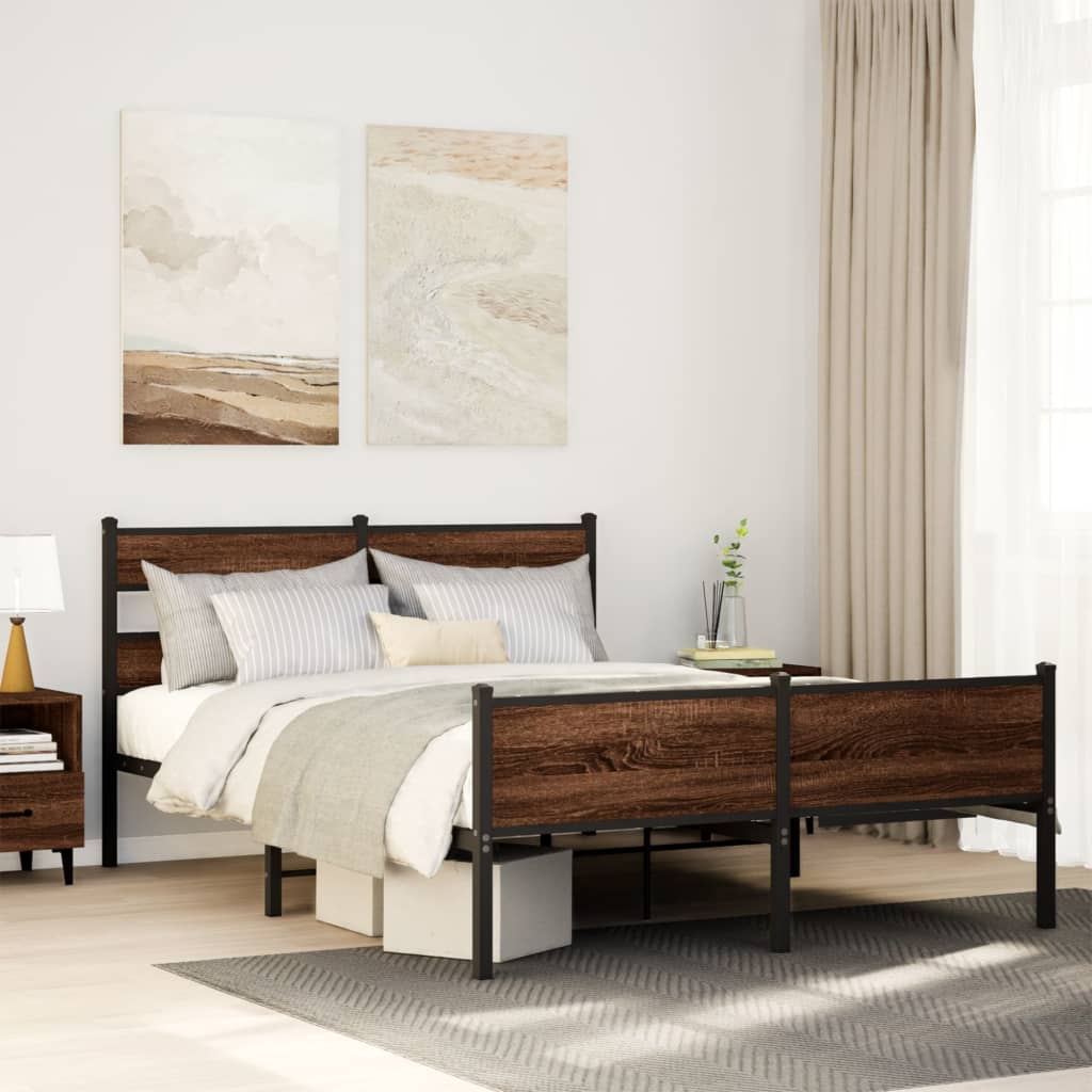 Cadre de lit sans matelas chêne marron 137x190 cm - XIOS