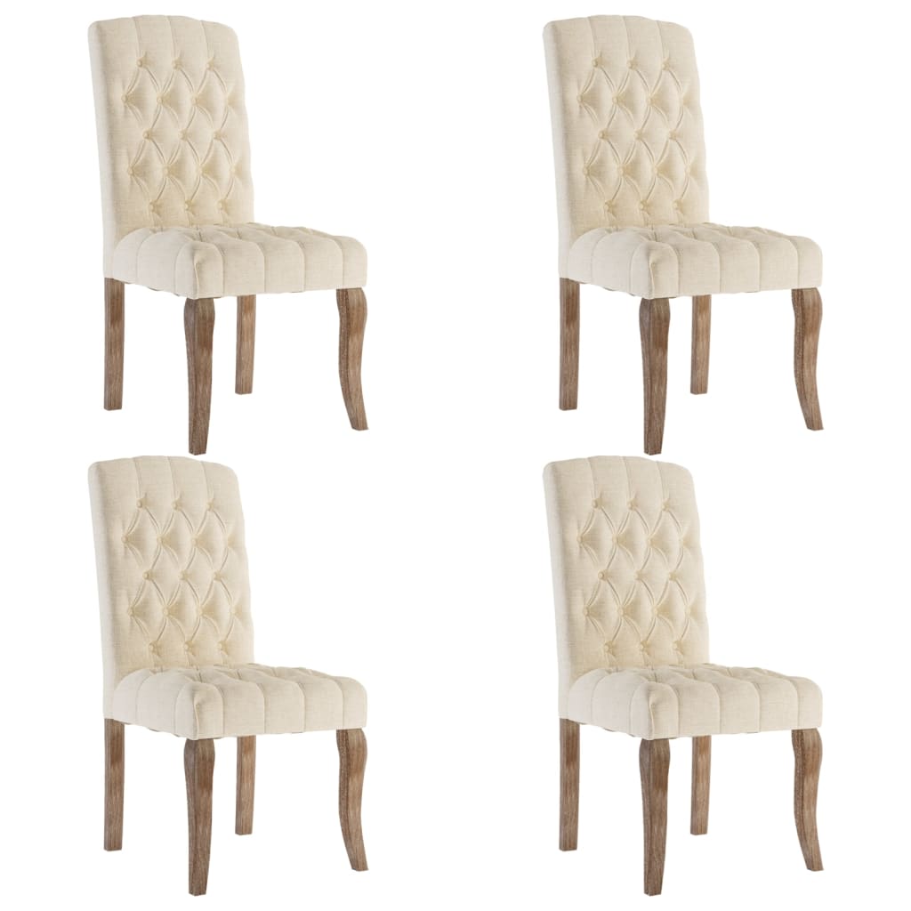 Chaises à manger lot de 4 beige tissu à l'aspect de lin