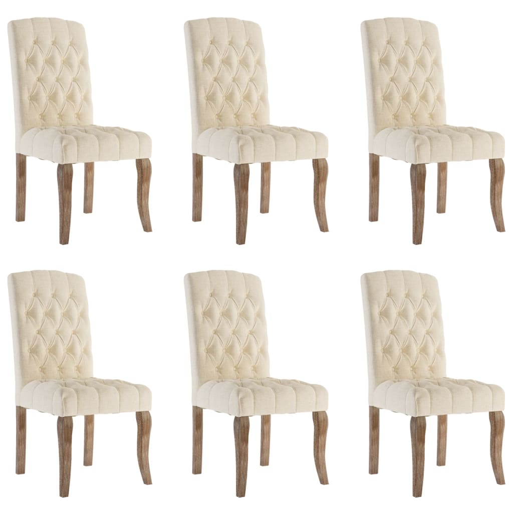 Chaises à manger lot de 6 beige tissu à l'aspect de lin - XIOS